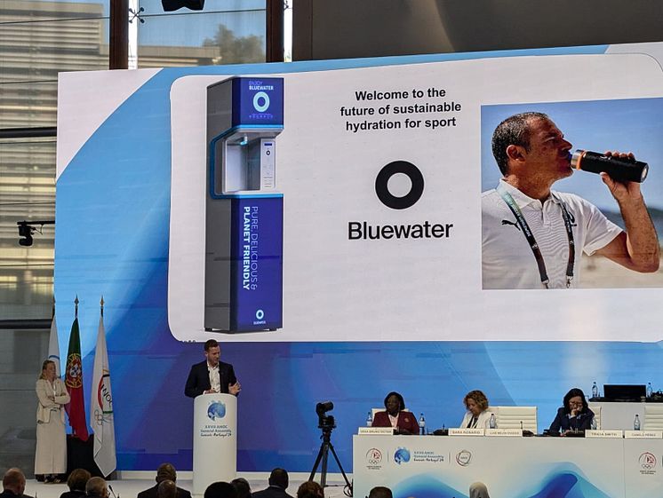 Bluewater Chief Purpose Officer Philip Russell calls for action on tackling single-use plastic bottle tsunami at ANOC conference