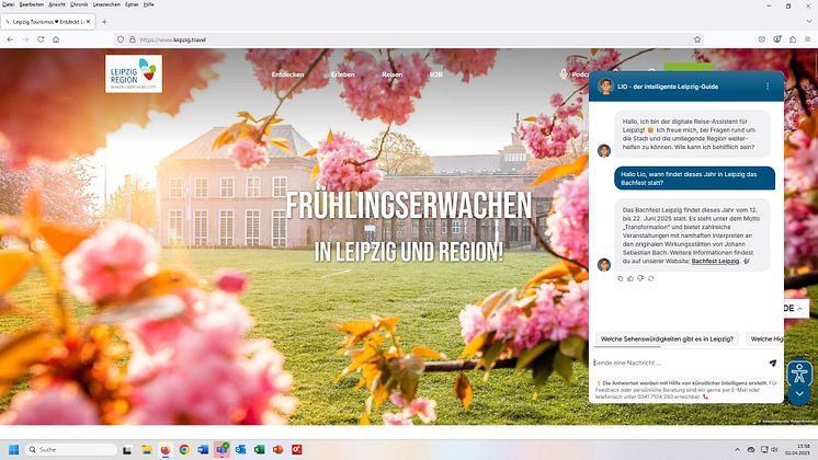Leipzig Travel - Chatbot LIO beantwortet Fragen - Screenshot