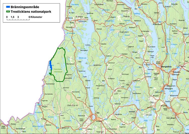 Översiktskarta Tresticklans nationalpark
