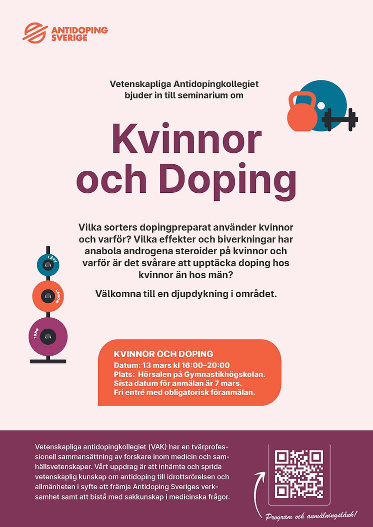Inbjudan till seminariet Kvinnor och Doping