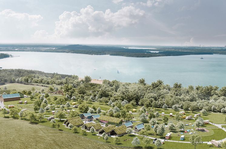 Inklusionscampingplatz am Störmthaler See - Visualisierung aus der Vogelperspektive