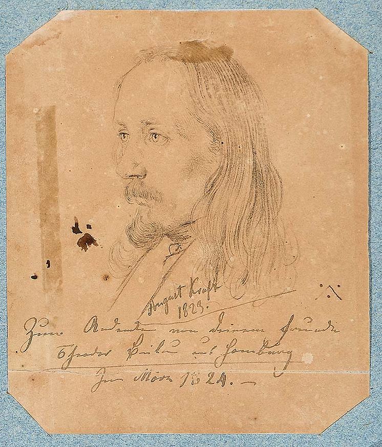 Theodor Bülau- Portræt af August Krafft (1798-1829). Med dedikation. Bly på papir. 12 x 10,5 cm.jpg