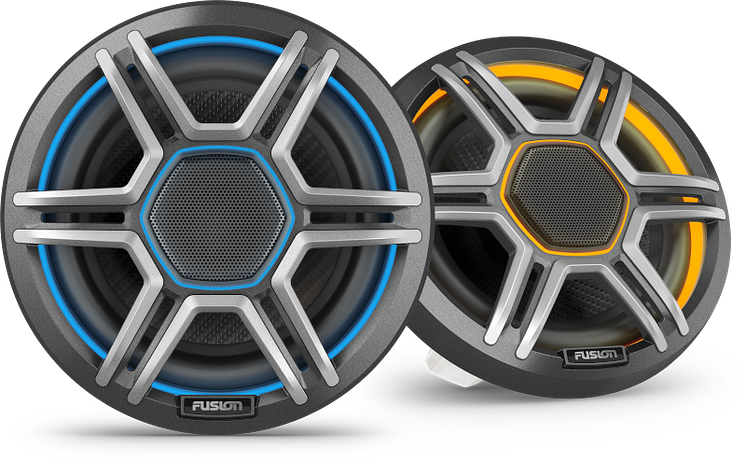 FusionApolloSpeakers_6.5inch_SportsGray_FrontRight_Blue_Orange_Group.png