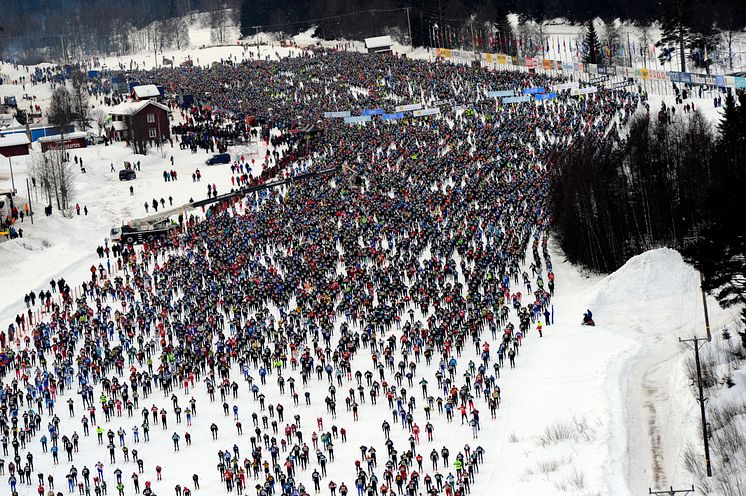 Vasaloppet, flygbild från starten 2010