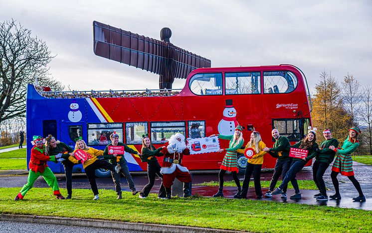 GNE Santa Bus at the Angel of the North.jpg