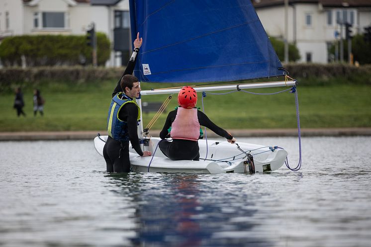 Hove Lagoon - Bill Hudson teaching APC boys on the water.jpg