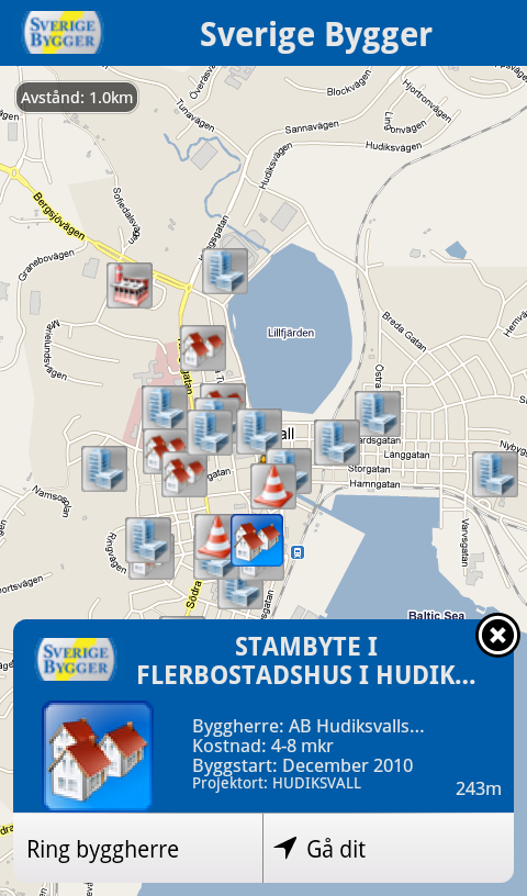I din Smartphone: Byggprojektinformation utifrån din position, Layar App
