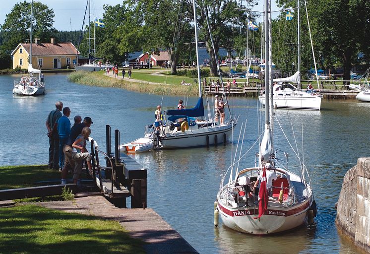 Pressbild - Göta kanal, slussning i Sjötorp