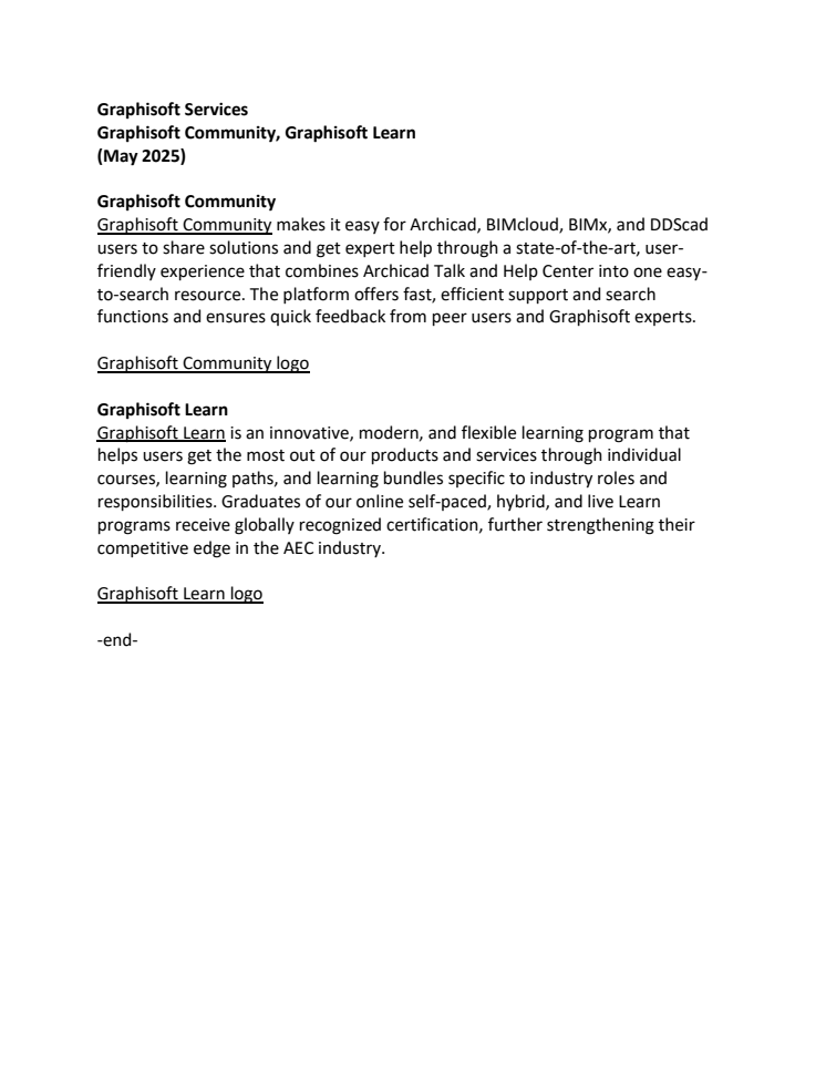 Graphisoft Community, Graphisoft Learn positioning statements and logos