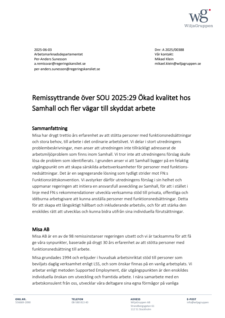 Remissyttrande från Misa AB över Samhallutredningen SOU 2025 29.pdf