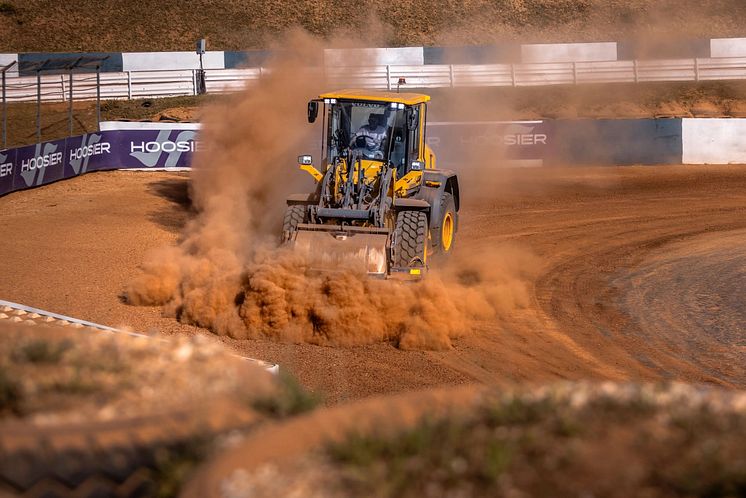 Volvo hjullastare i arbete under World RX of Hungary 2025