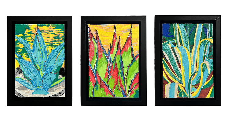 Mircea MODREANU, Agave (I-III), melted plastic on canvas, 25 x 36 cm, 2024.jpg