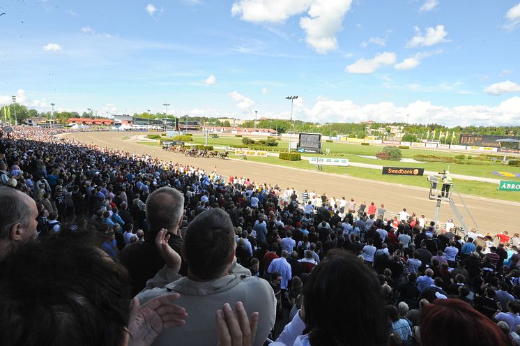 Utsikt från E-läktaren på Solvalla.