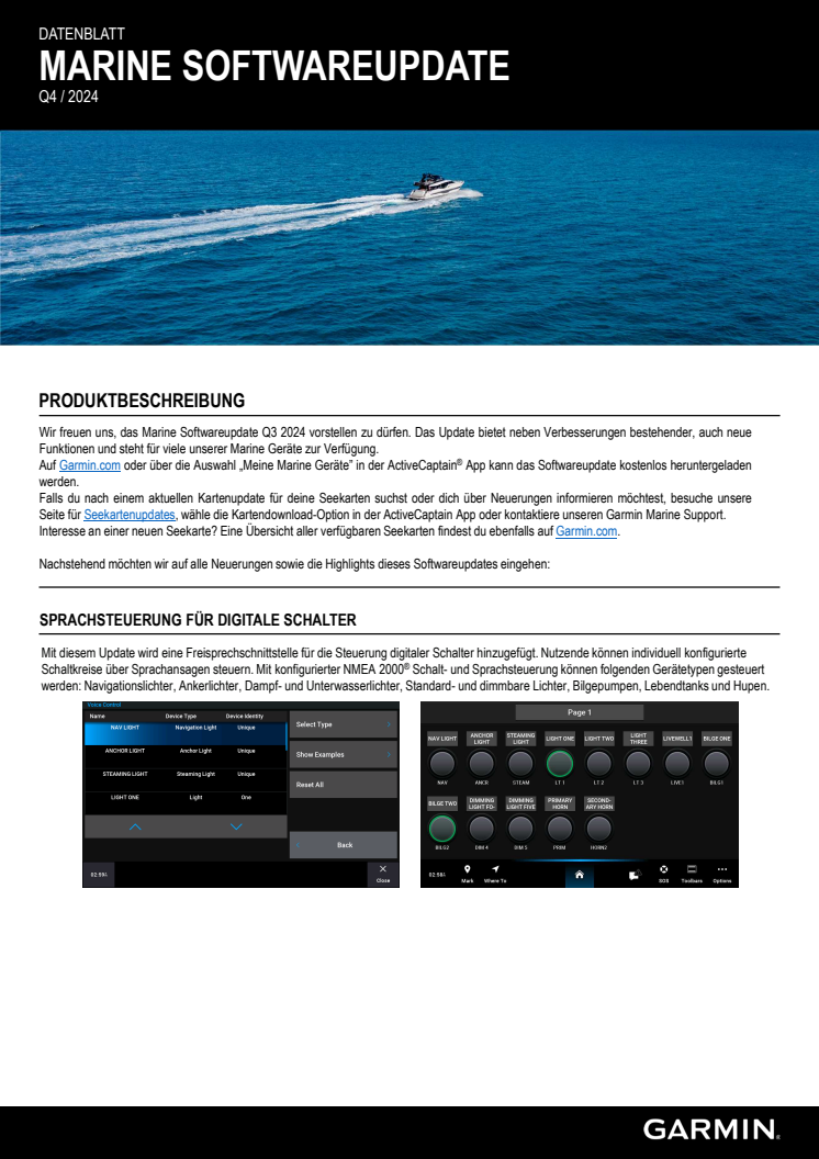 Datenblatt Garmin Software-Update Q4-2024