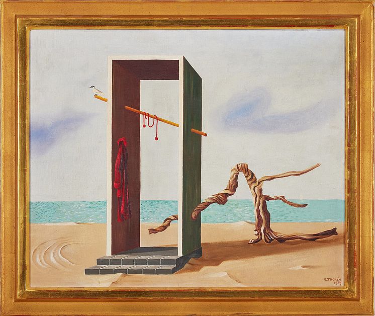 Surrealistiskt strandmotiv av Esaias Thorén