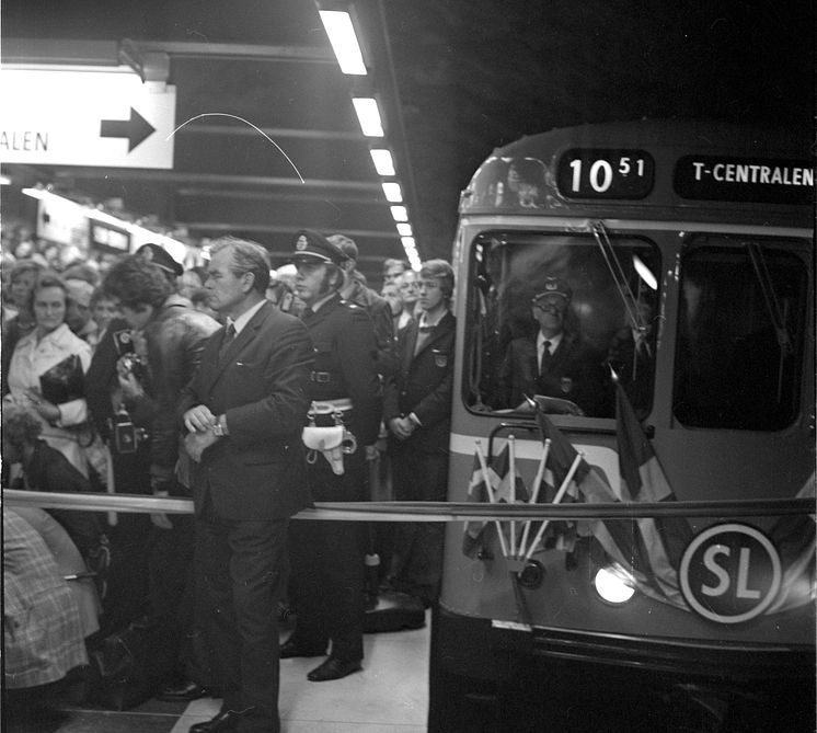 Invigning av tunnelbanans Blå linje, augusti år 1975.