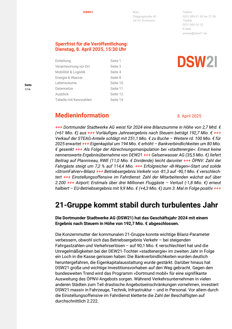 Medieninfo DSW21 Bilanz 2024