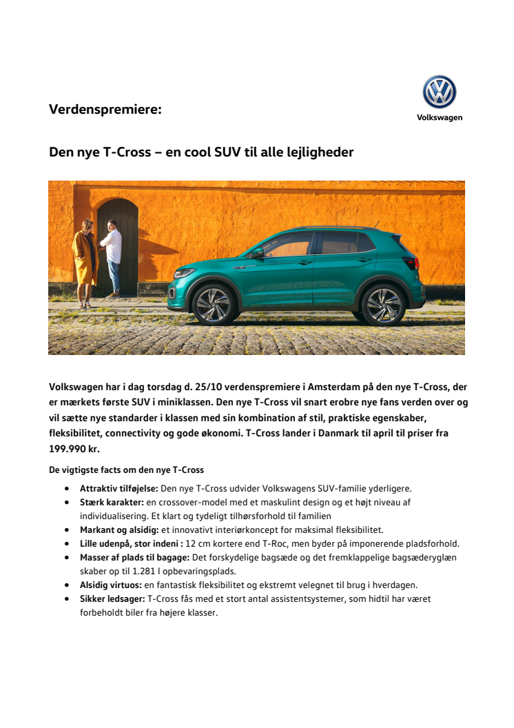 Den nye T-Cross – en cool SUV til alle lejligheder