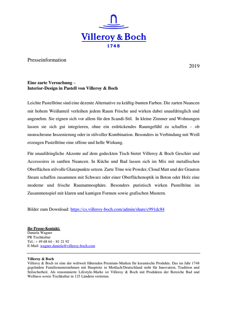 Eine zarte Versuchung –  Interior-Design in Pastell von Villeroy & Boch
