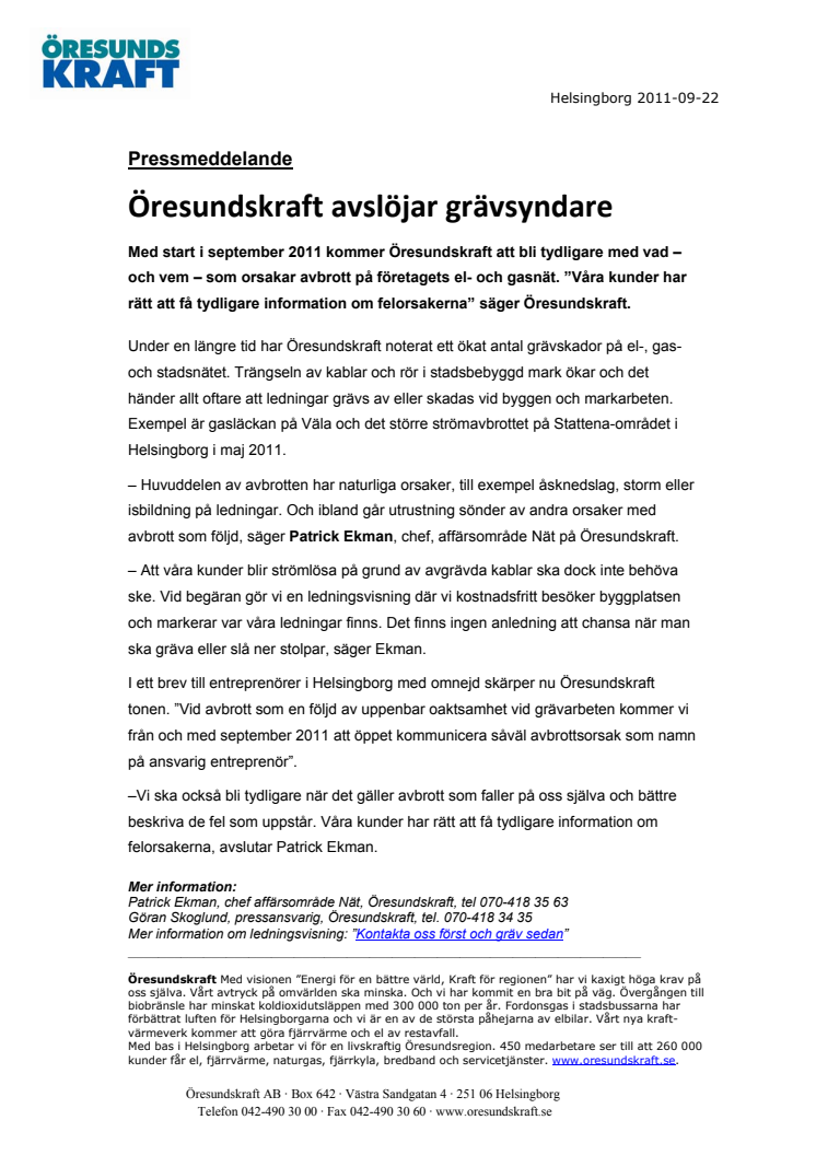 Öresundskraft avslöjar grävsyndare