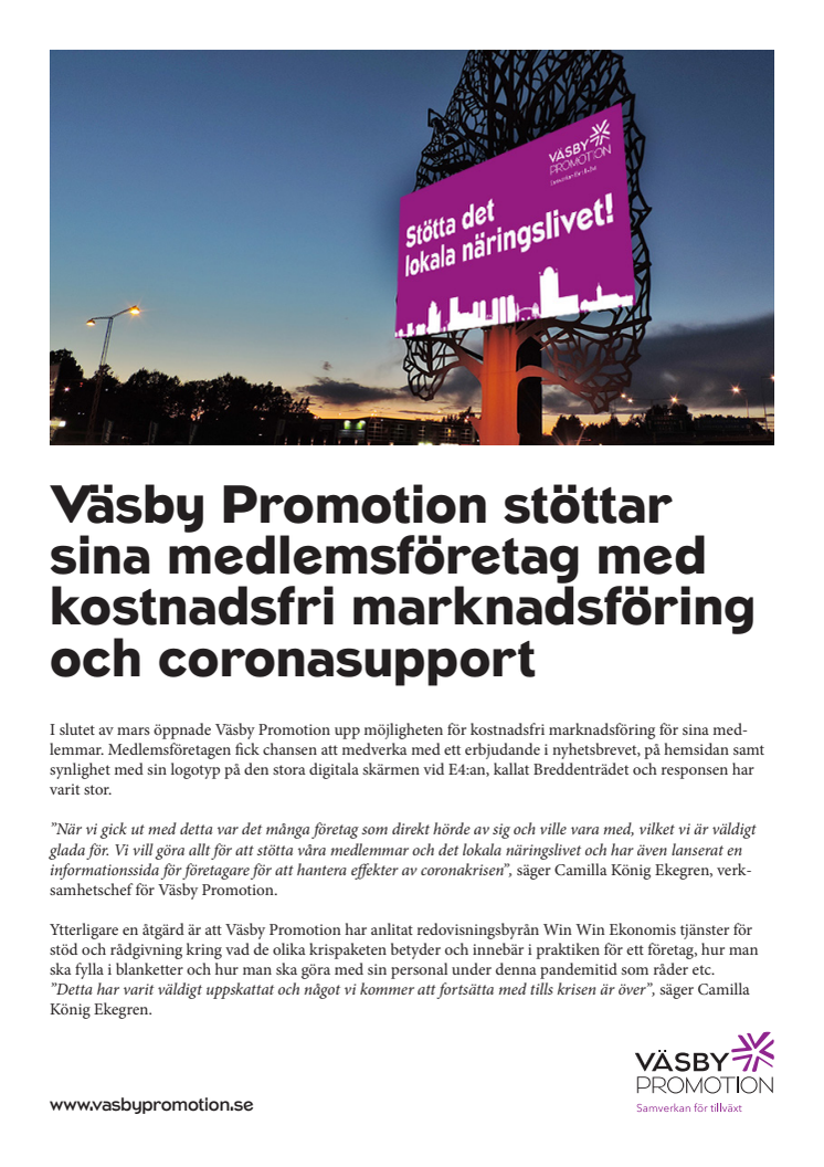 Väsby Promotion stöttar sina medlemsföretag