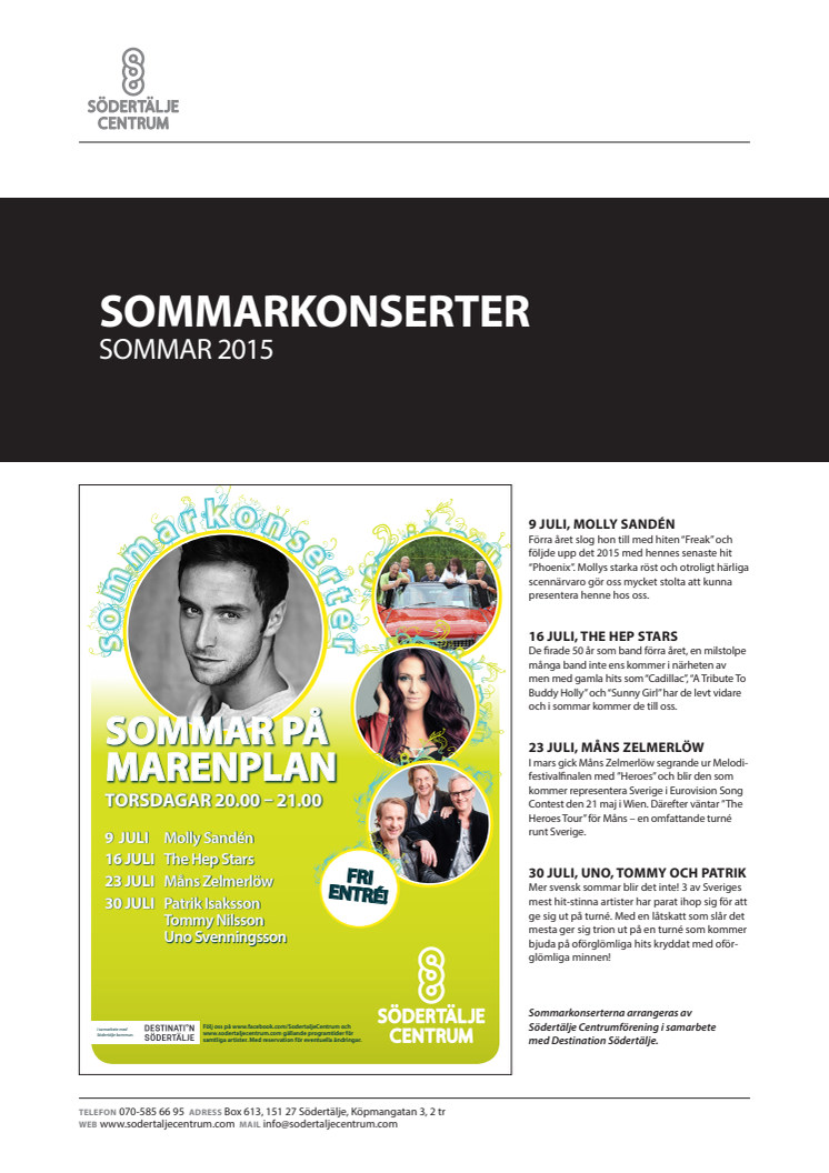 Sommarkonserter och Kringelfestivalen 2015