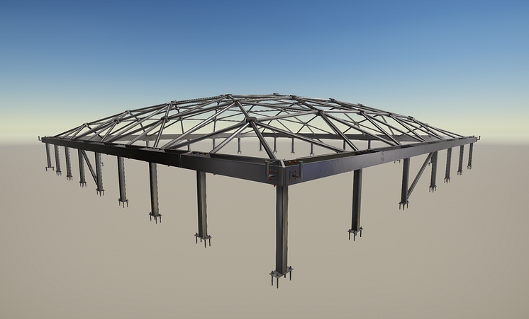 Modell i Tekla Structures av Nationalmuseums kupoltak