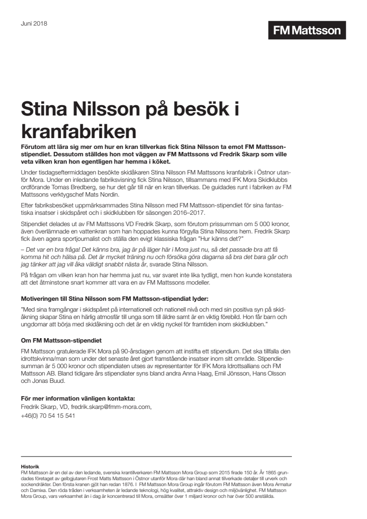 ​Stina Nilsson på besök i kranfabriken