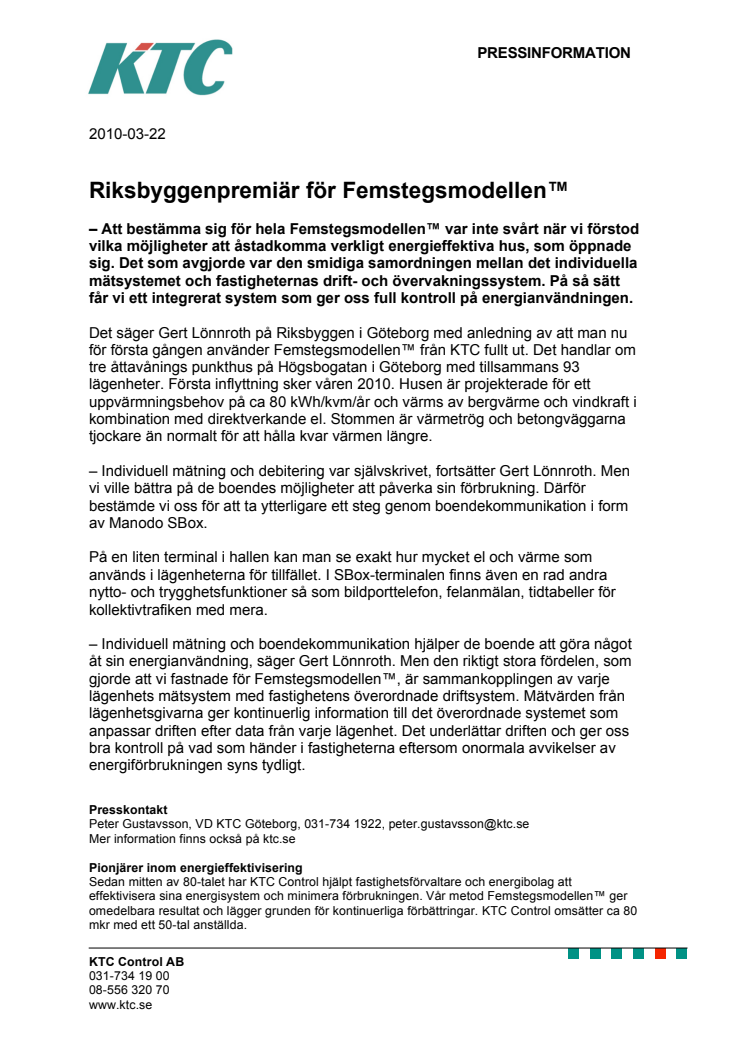 Riksbyggenpremiär för Femstegsmodellen™