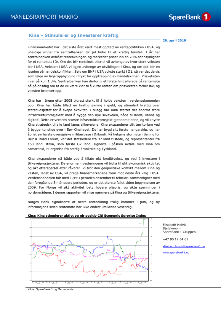 Makrorapport april 2019: Kina stimulerer og investerer kraftig