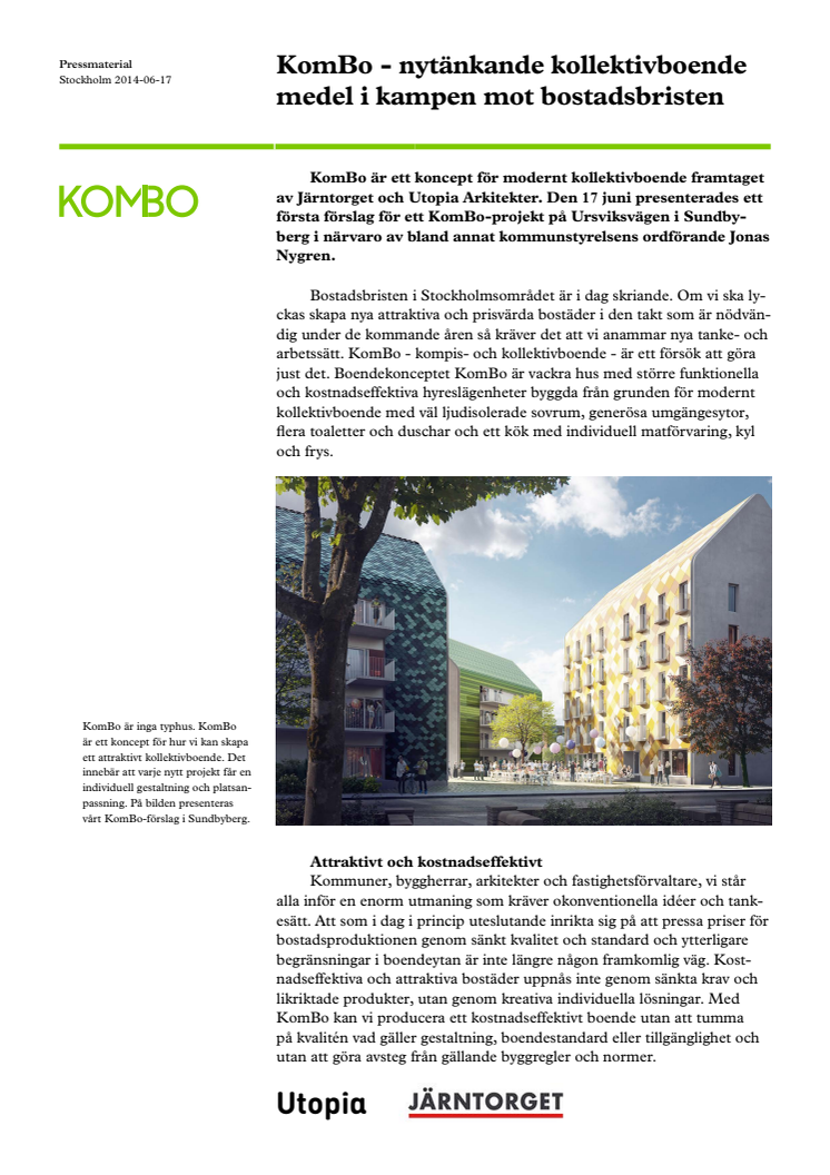 KomBo - nytänkande kollektivboende medel i kampen mot bostadsbristen