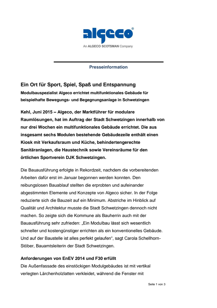 Ein Ort für Sport, Spiel, Spaß und Entspannung