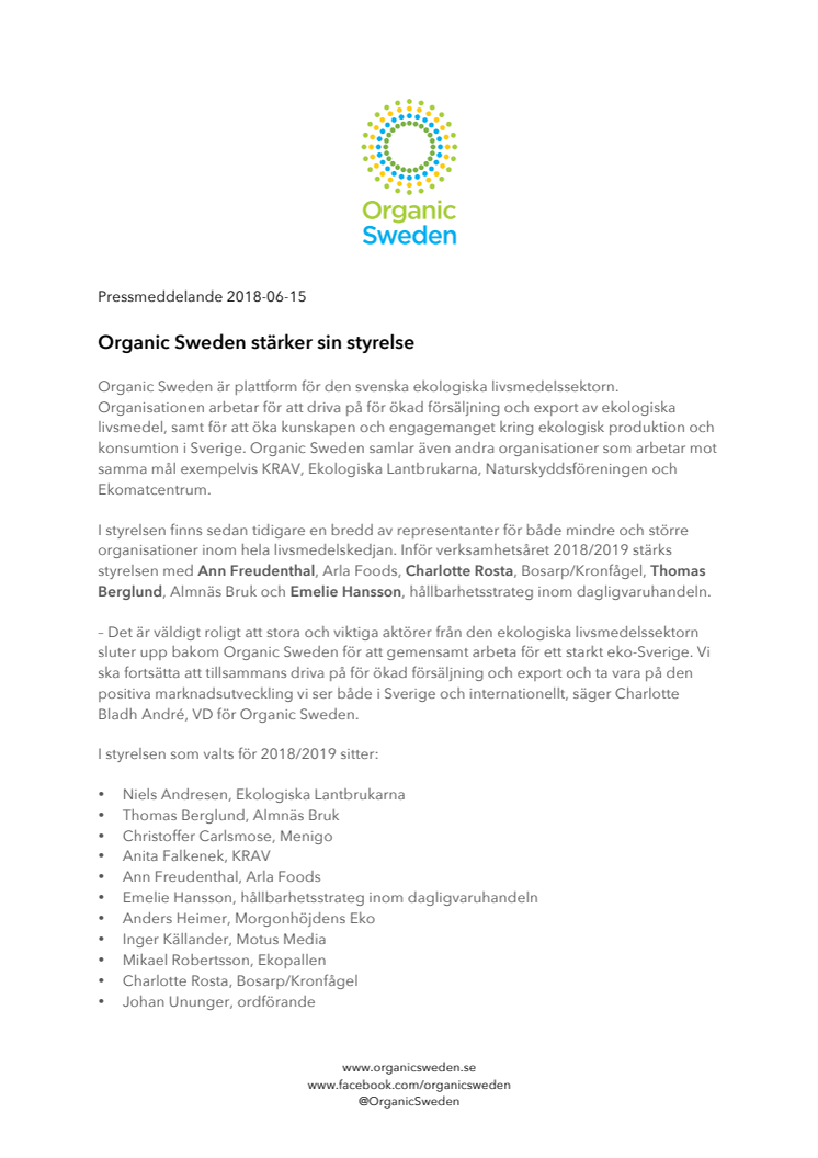 Organic Sweden stärker sin styrelse