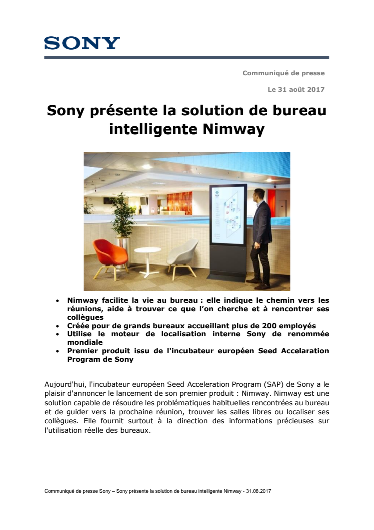 Sony présente la solution de bureau intelligente Nimway 