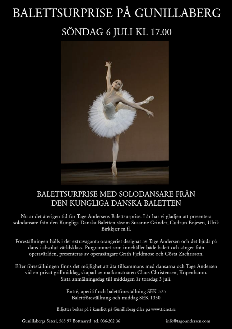 Affisch Balettsurprise på Gunillaberg
