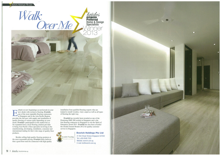 Evorich Flooring Receives The Blissful Brides Editors’ Choice Award 2013 (Home & Design Specialist) 