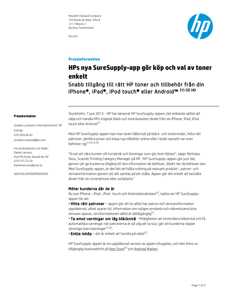 HPs nya SureSupply-app gör köp och val av toner enkelt