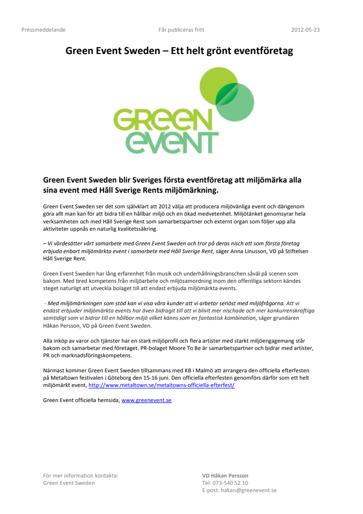 Green Event Sweden – Ett helt grönt eventföretag