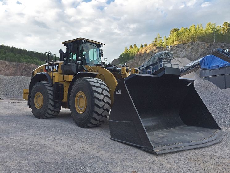 Cat 980M hjullastare vid krossning, Jotab.