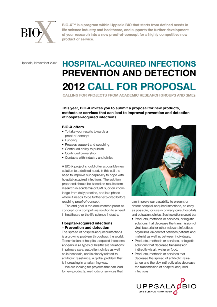 BIO-X Call 2012 Hospital-acquired infections