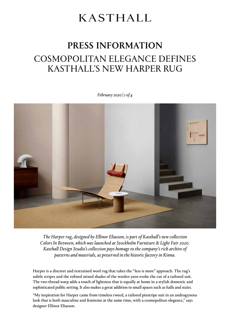 COSMOPOLITAN ELEGANCE DEFINES KASTHALL’S NEW HARPER RUG