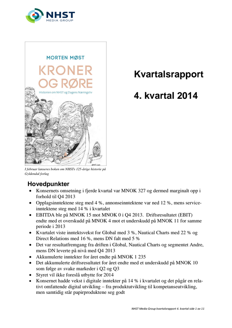 NHST Media Group - Kvartalsrapport 4. kvartal 2014
