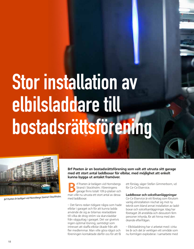 Stor installation elbilsladdare till bostadsrättsförening