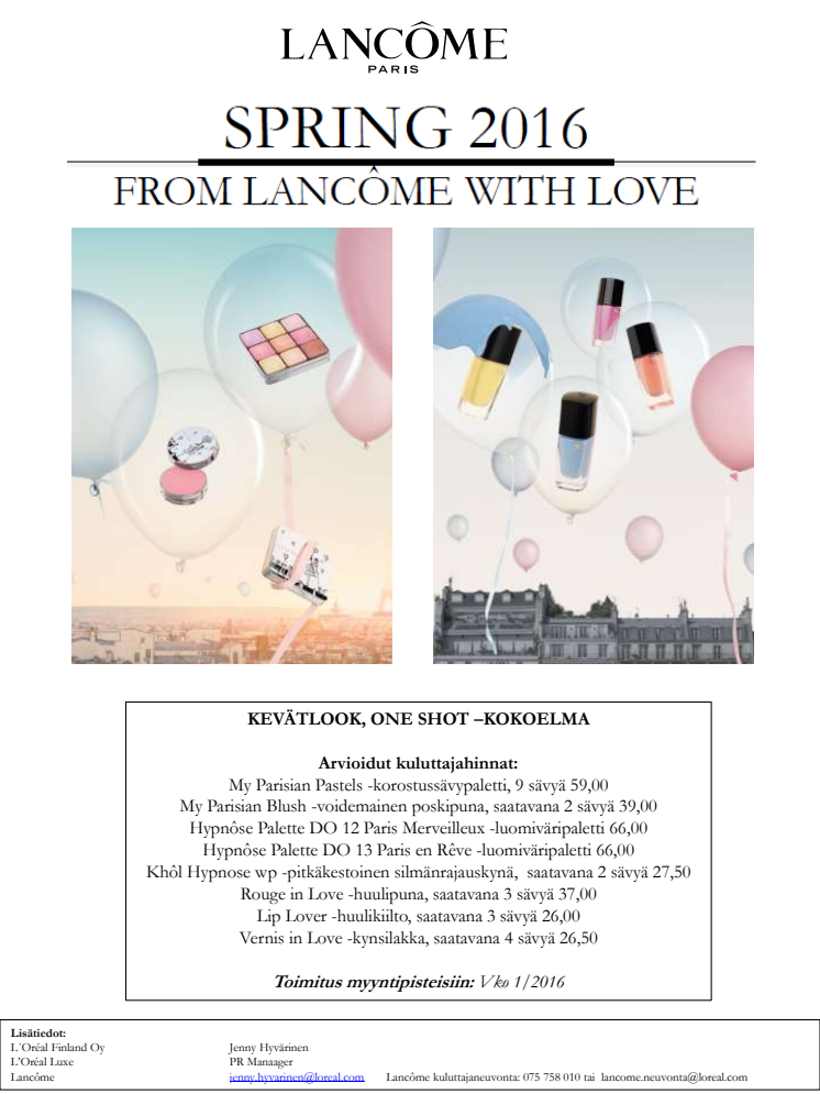Lancôme kevätmeikkilook From Lancôme with Love tiedote