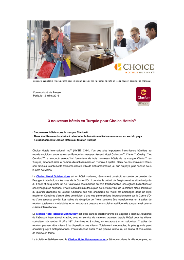 3 nouveaux hôtels en Turquie pour Choice Hotels®