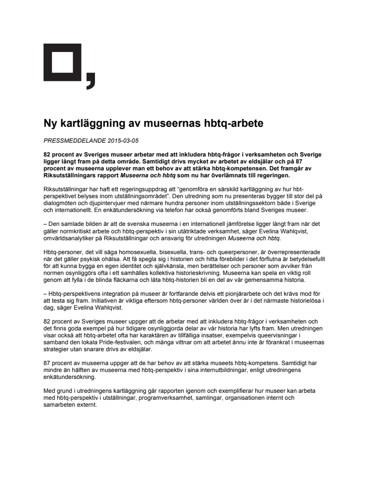 Ny kartläggning av museernas hbtq-arbete