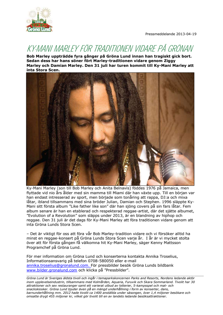 Ky-Mani Marley för traditionen vidare på Grönan