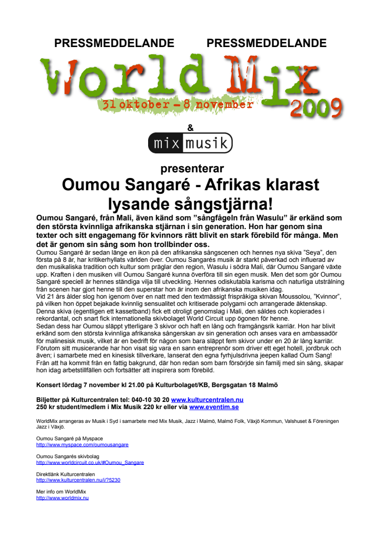 Oumou Sangaré - Afrikas klarast lysande sångstjärna! 