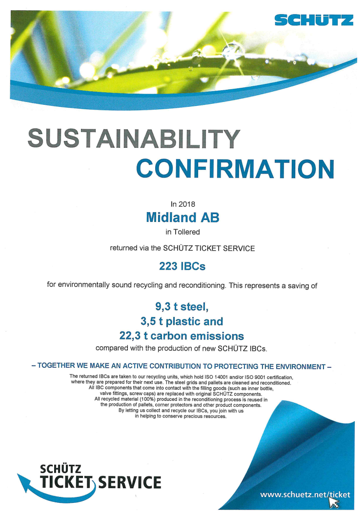 Klimatsmart återvinning av IBC-containrar sparar CO2.