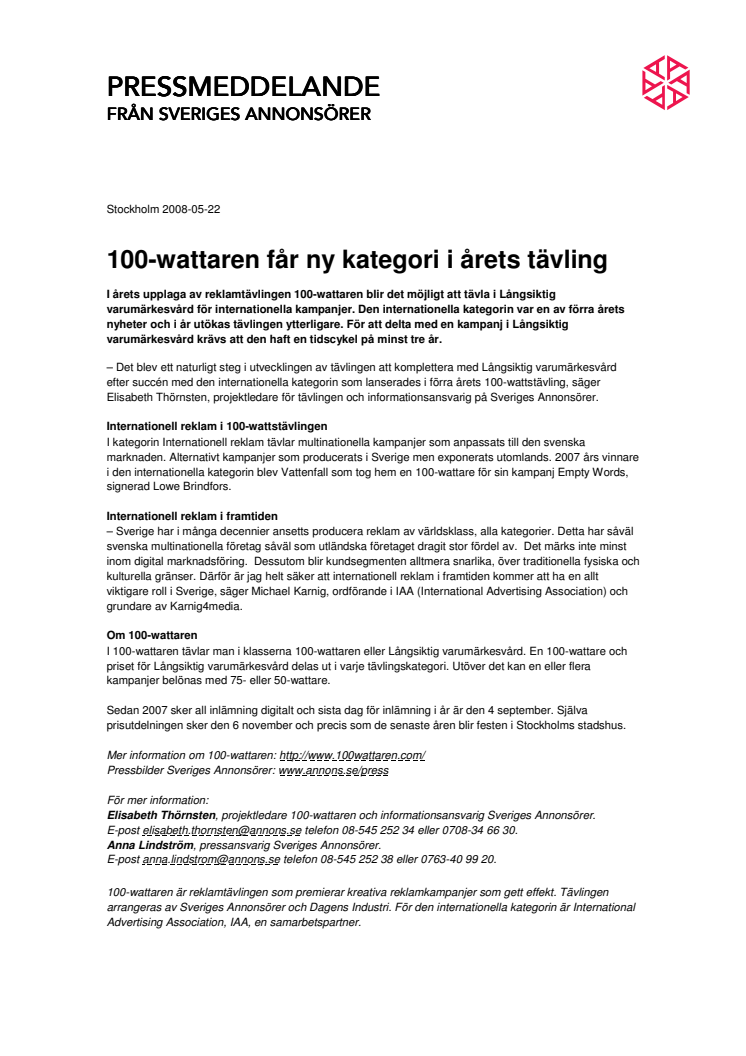 100-wattaren får ny kategori i årets tävling